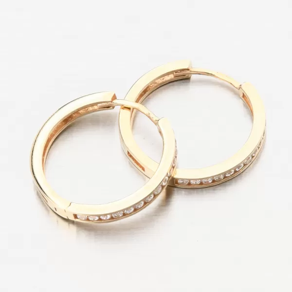 Dámské náušnice žluté zlato 585 zirkon kruhy PKL22-054