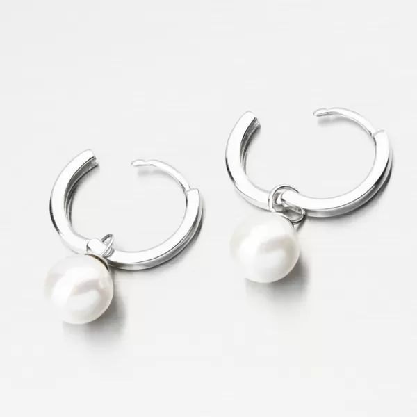 Dámské náušnice stříbro 925 perly kruhy PKL-2228