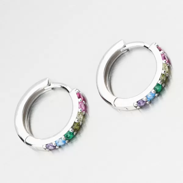 Dámské náušnice stříbro 925 zirkon kruhy s barevnými PKL-2233